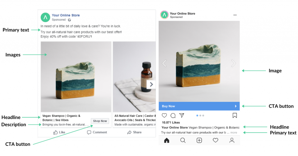Facebook and Instagram Ads examples