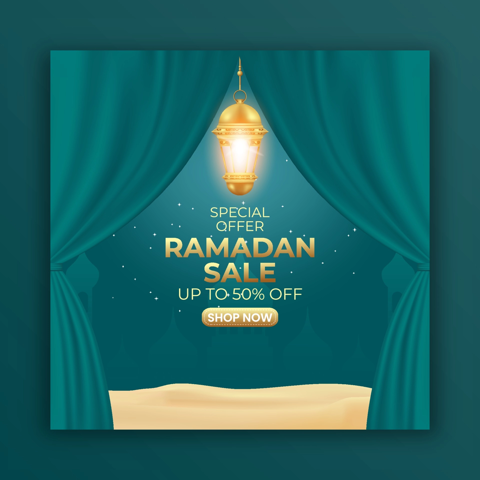 Ramadan ads banner with lamps