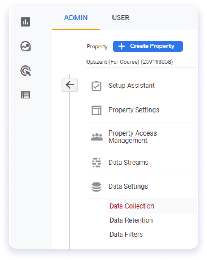 Data collection settings in GA4 property