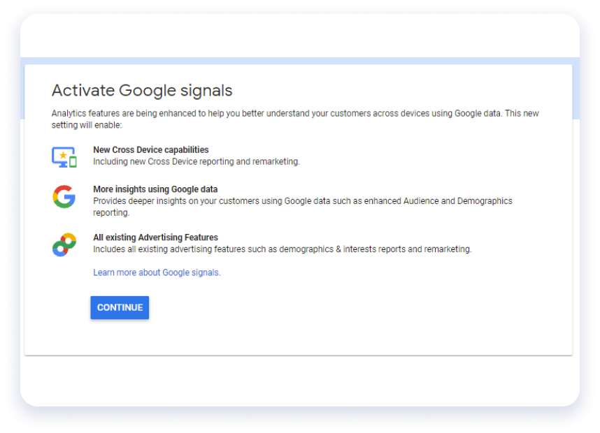 Activate Google Signals in GA4 property