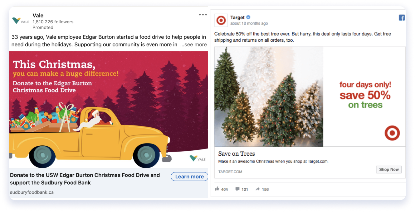 Examples of Christmas socail media ads