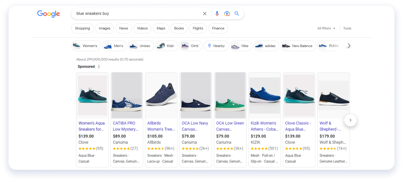 Google Shopping ad example