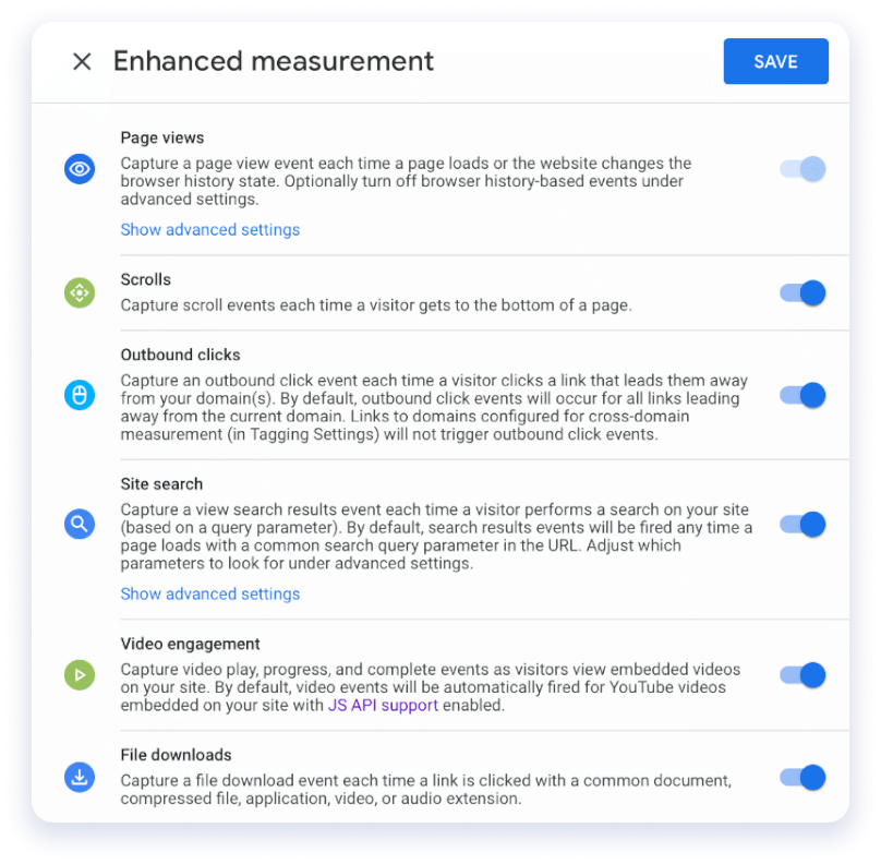 Choose enhanced measurement events